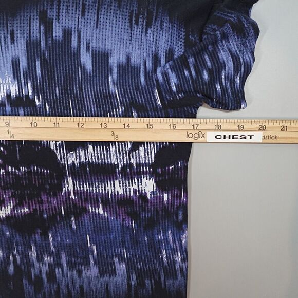 Armani Exchange Tee Mens XS Blue Abstract Print Pima Cotton Peru Fitted - Picture 10 of 12